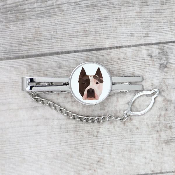American Staffordshire terrier, Amstaff, Amstaf - geometrisk slips med foto og inskription til Art-Dog slips