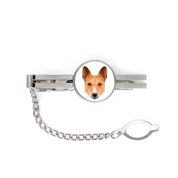 Basenji, Basenji, Kongo Dog - geometrinen solmioklipsi, jossa on valokuva ja merkintä Art-Dog-solmioon