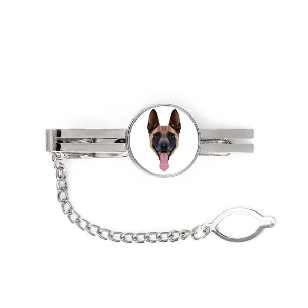 Malinois Belgian Shepherd - geometrisk slips med foto og inskription til Art-Dog slipset