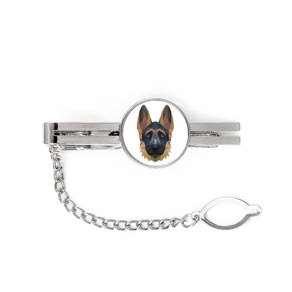 Schæferhund, Alsace I - geometrisk slips med foto og inskription til Art-Dog slipset