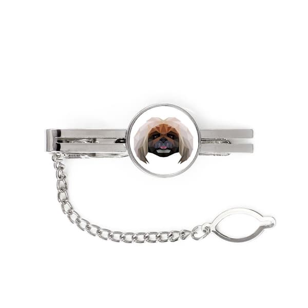 Pekingeser - et geometrisk klip med et foto og en inskription til et Art-Dog-slips