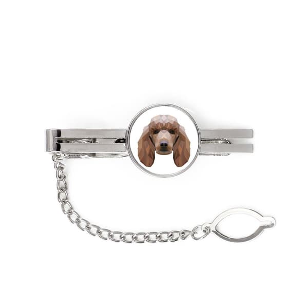 Pudel - ett geometriskt klipp med ett foto och en inskription för en Art-Dog slips
