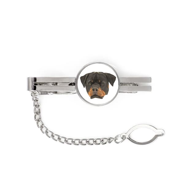 Rottweiler - et geometrisk klip med et foto og en inskription til et Art-Dog-slips