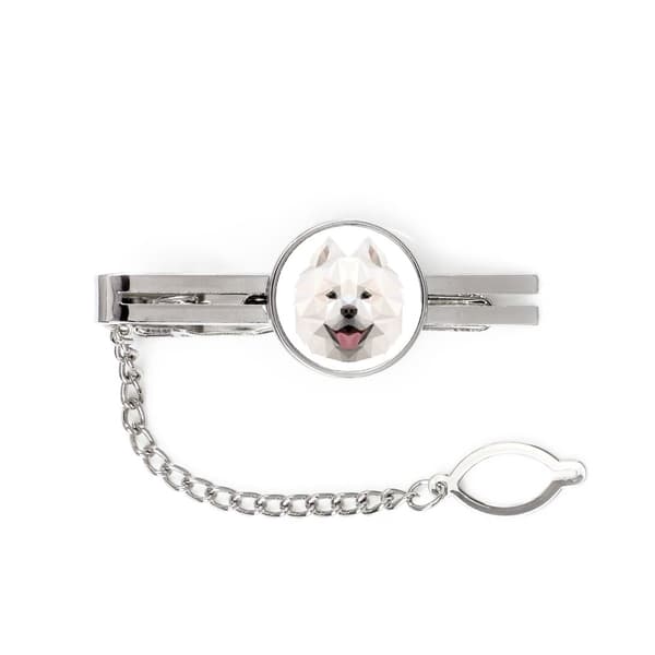Samoyed, Samoyed, Samoyedskaja - geometrisk klip med et foto og inskription til Art-Dog-slipset