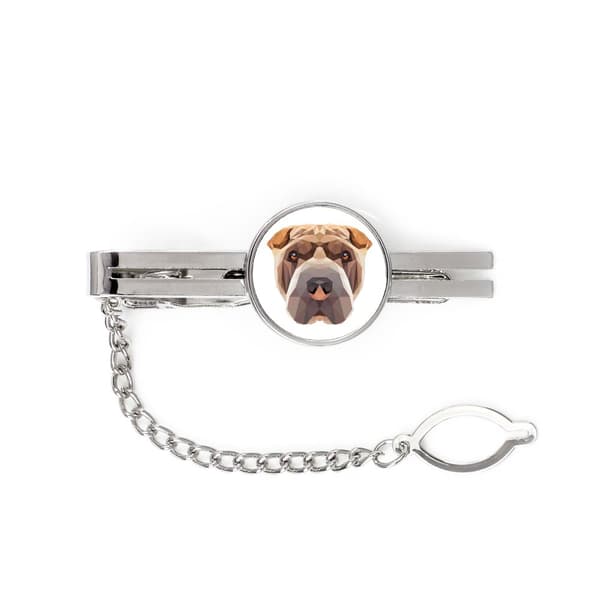Shar Pei - et geometrisk klip med et foto og en inskription til et Art-Dog-slips