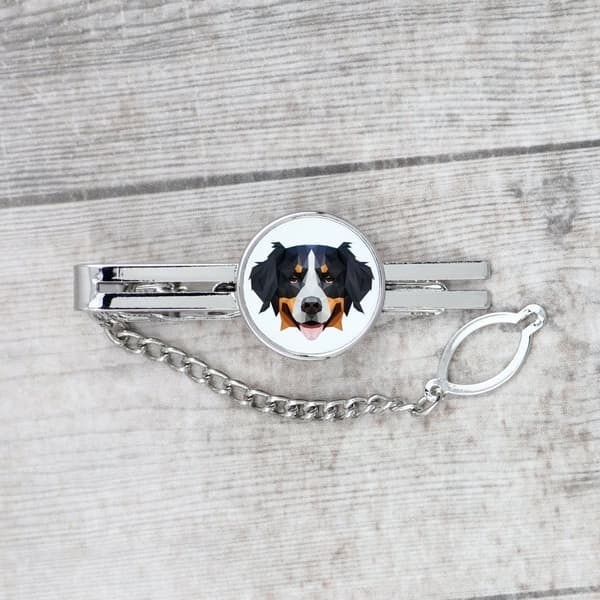 Berner Sennenhund, Berner Sennenhund - geometrisk slips med foto og inskription til Art-Dog slips