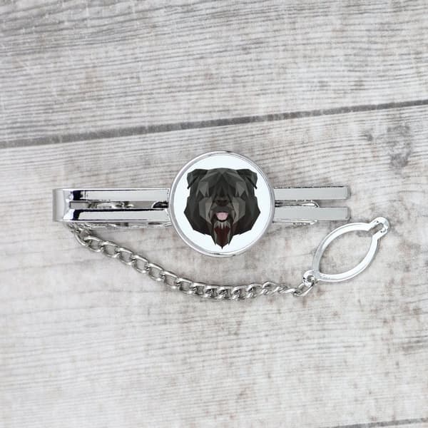 Bouvier des Flandres - geometrisk nål med foto och inskription för Art-Dog slipsen