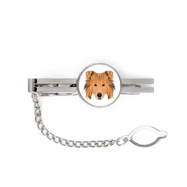 Langhåret skotsk hyrdehund, Collie ru - geometrisk slips med foto og inskription til Art-Dog slipset