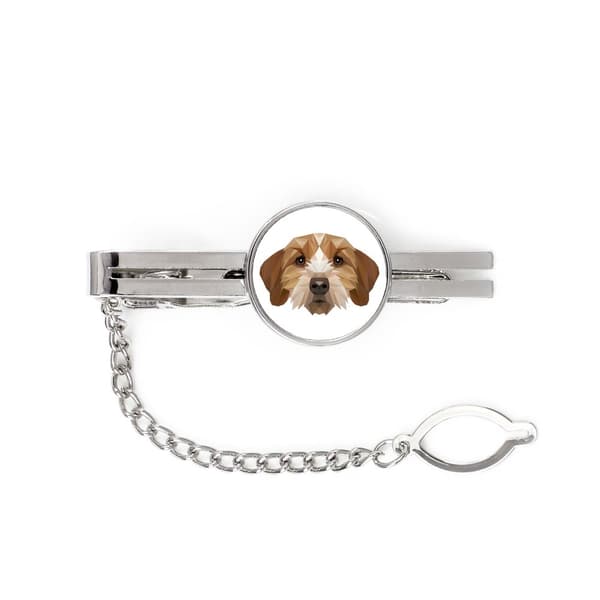 Breton Basset, Basset Fauve de Bretagne - geometrinen solmioklipsi, jossa on valokuva ja merkintä Art-Dog-solmioon