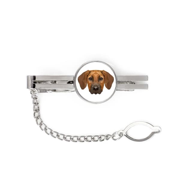 Rhodesian Ridgeback, afrikansk løvehund - geometrisk slips med foto og inskription til Art-Dog slipset