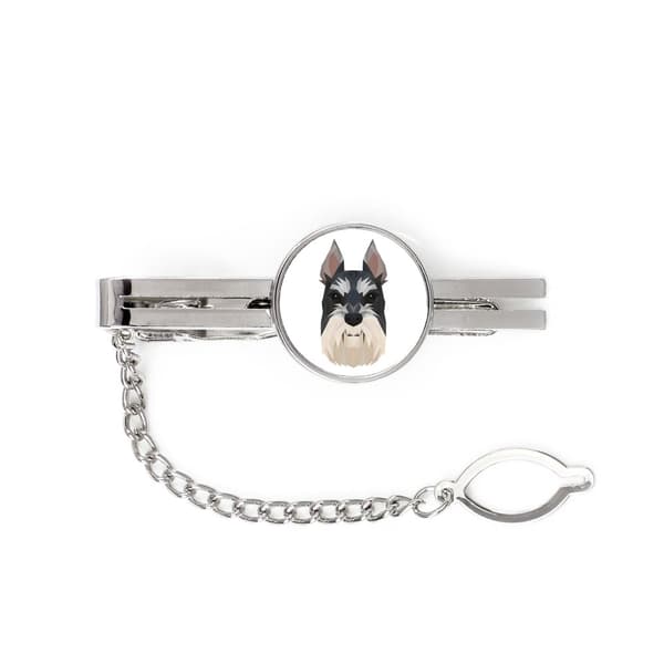 Schnauzer, Schnauzer I - geometriskt slipsklämma med foto och inskription för Art-Dog slipsen