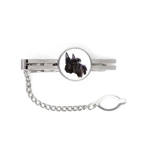 Scottish Terrier, Aberdeen Terrier - geometrisk slips med foto og inskription til et Art-Dog slips