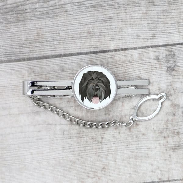 Russian Black Terrier - geometrisk slips med foto og inskription til Art-Dog slips