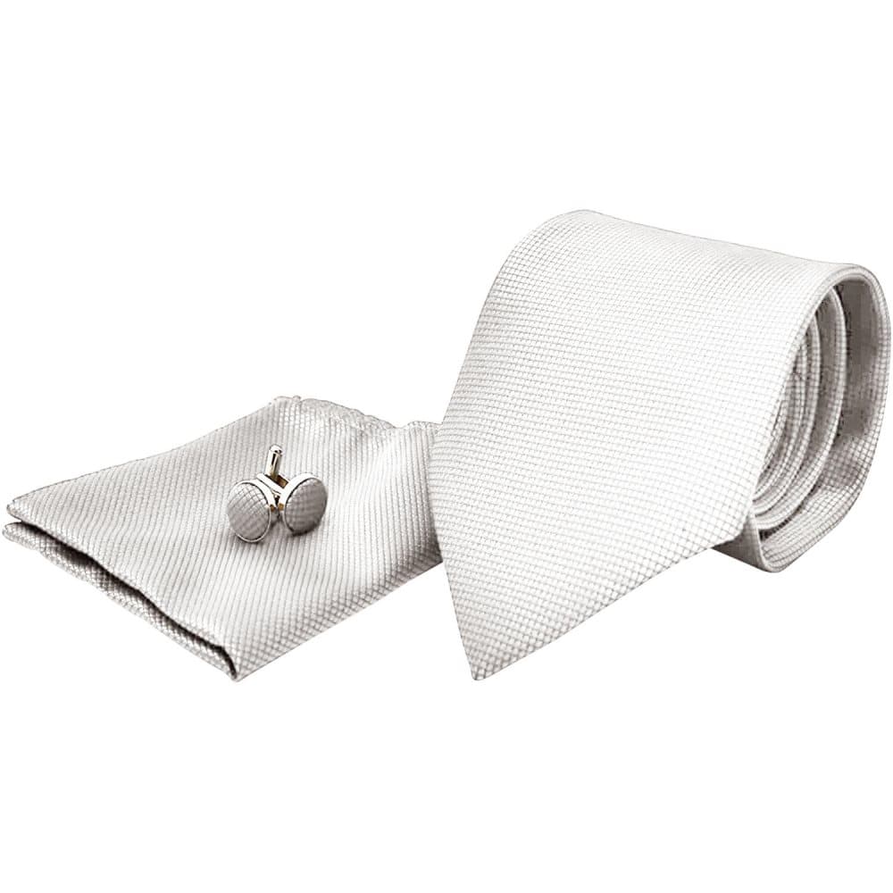 Kostym Accessoarer | Slips + Näsduk + Manschettknappar - Vit