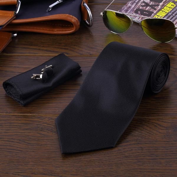 Kostym Accessoarer | Slips + Näsduk + Manschettknappar - Svart
