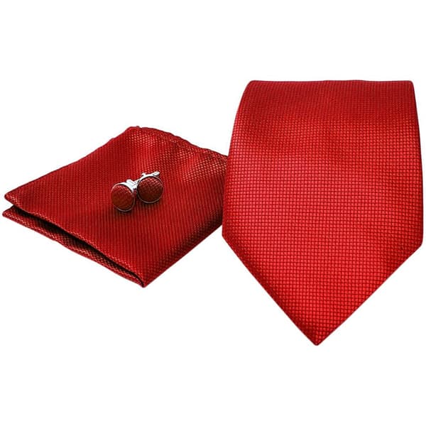 Kostym Accessoarer | Slips + Näsduk + Manschettknappar - Röd