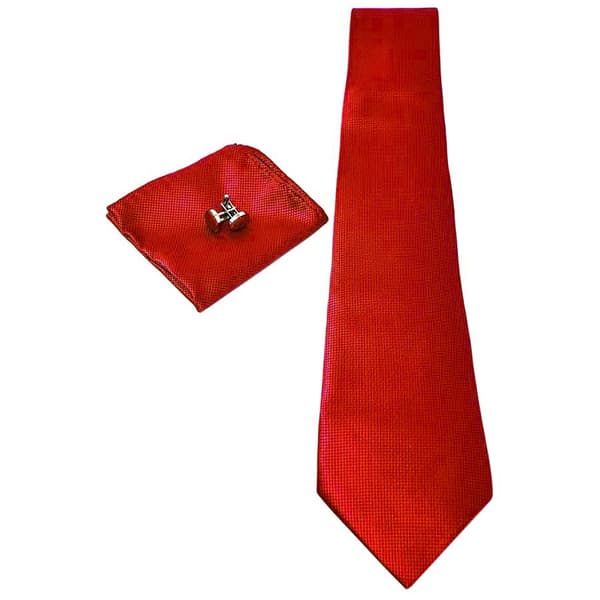Kostym Accessoarer | Slips + Näsduk + Manschettknappar - Röd