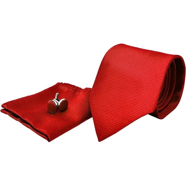 Kostym Accessoarer | Slips + Näsduk + Manschettknappar - Röd