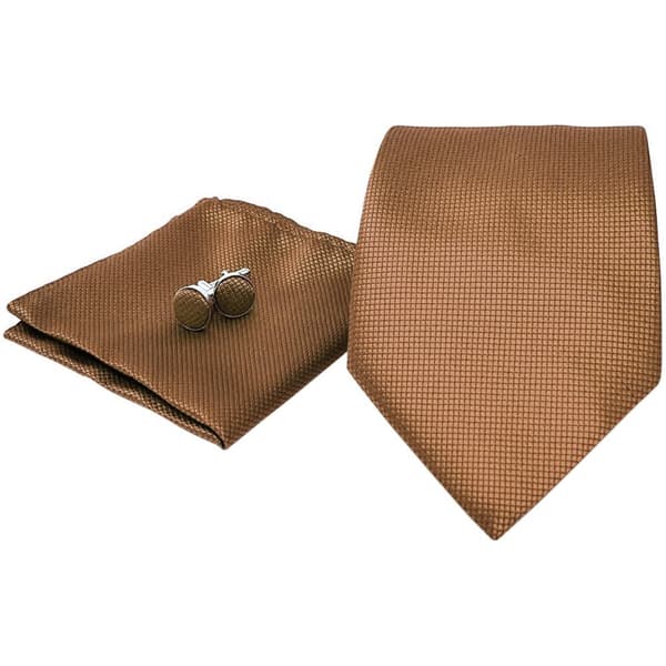 Kostym Accessoarer | Slips + Näsduk + Manschettknappar - Brun
