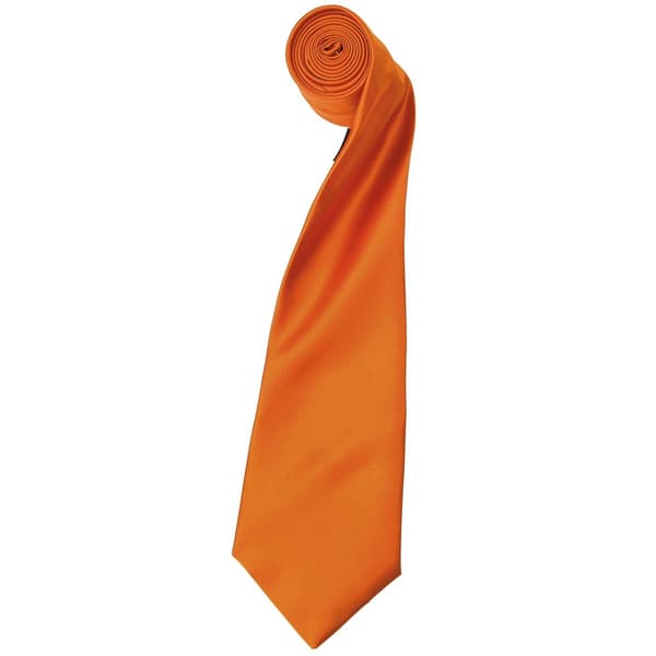 Premier Mens Plain Satin Tie (Narrow Blade) (Pack of 2) Orange One Size