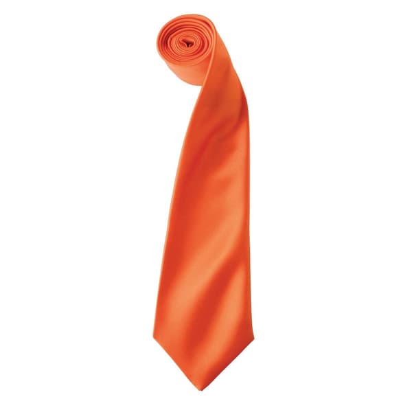 Premier Mens Plain Satin Tie (Narrow Blade) Orange One Size