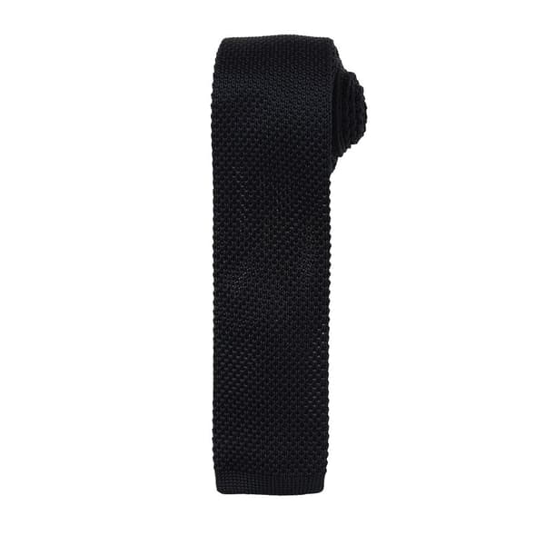 Premier Mens Slim Textured Knit Effect Tie Black One Size