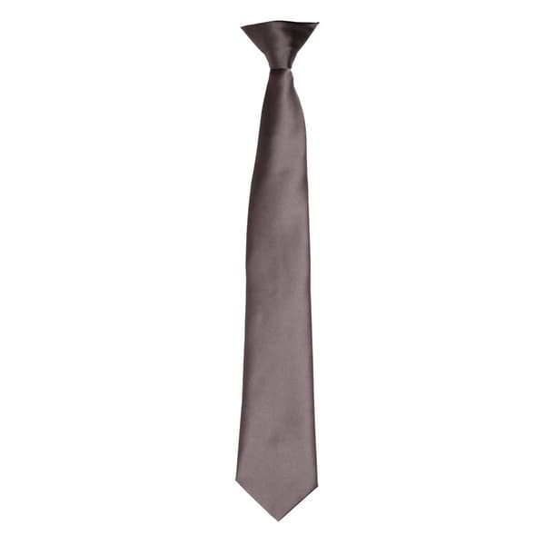 Premier Colours Mens Satin Clip Tie Dark Grey One size