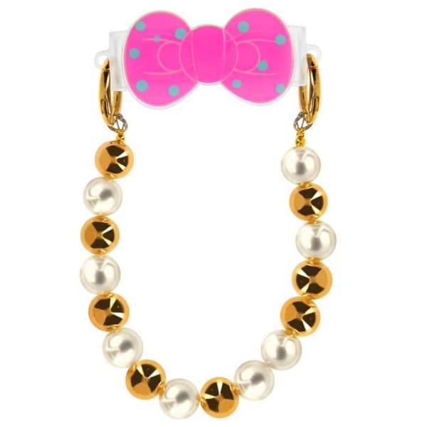 Guld och vit Pearl Phone Armband Clip Design fluga