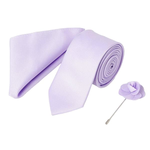Burton Mens Wedding Tie & Lapel Set Lavender One Size