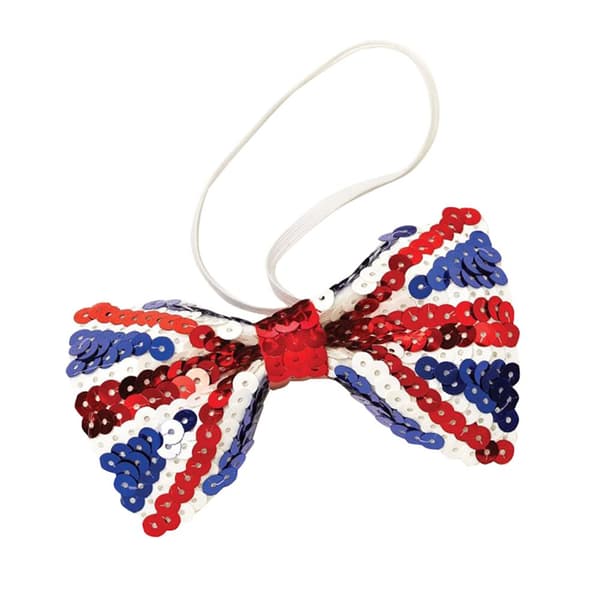 Bristol Novelty Unisex Sequinned Union Jack Bow Tie Red/White/Blue One Size