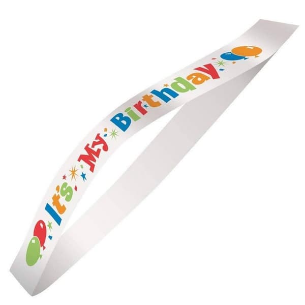 Unique Party It´s My Birthday Satin Party Sash White/Multicoloured One Size