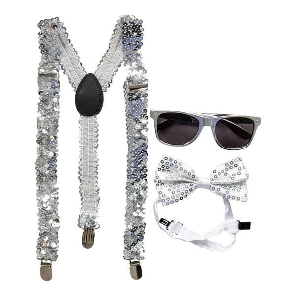 Silver Maskeradkit med Paljetter 3-pack