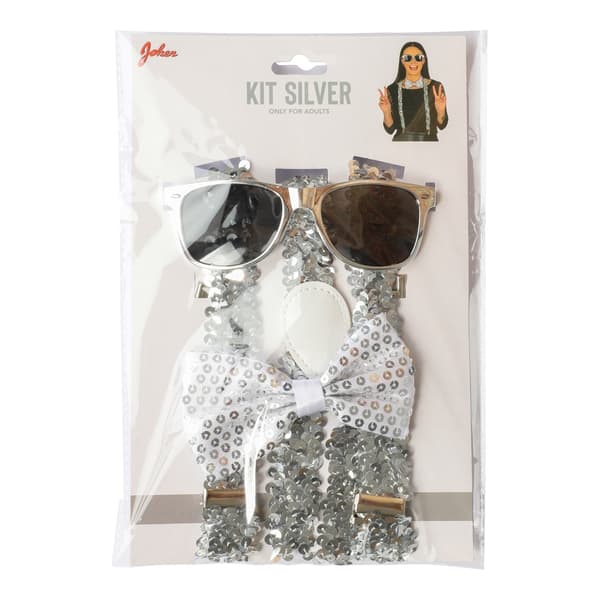 Silver Maskeradkit med Paljetter 3-pack