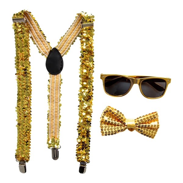 Guld Maskeradkit med Paljetter 3-pack