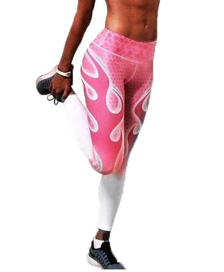 Rosa Yoga Leggings med Flammor