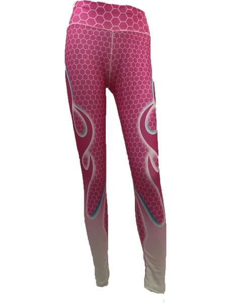 Rosa Yoga Leggings med Flammor