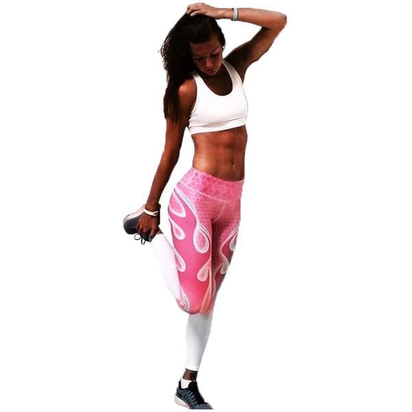 Rosa Yoga Leggings med Flammor