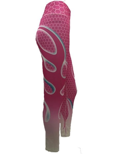 Rosa Yoga Leggings med Flammor