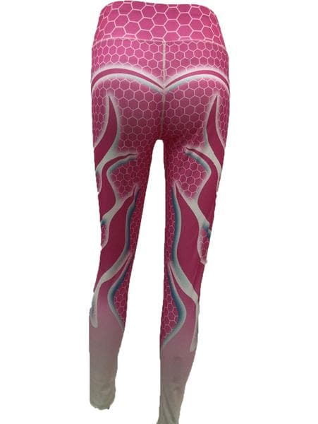 Rosa Yoga Leggings med Flammor