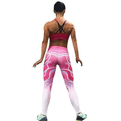 Rosa Yoga Leggings med Flammor