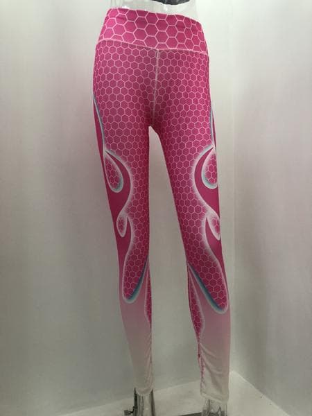 Rosa Yoga Leggings med Flammor