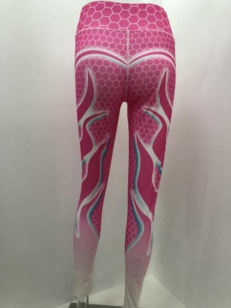 Rosa Yoga Leggings med Flammor