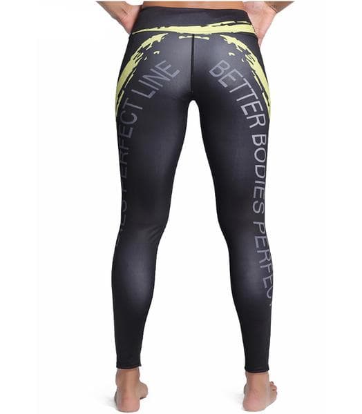 Svarta Yoga Leggings Med Gul Rand Small