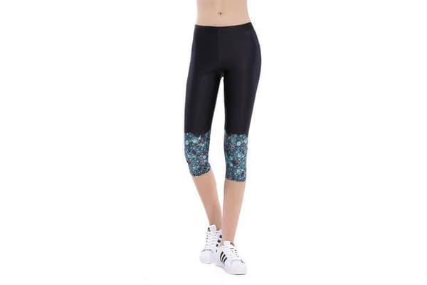 Svarta Capri Leggings med Snäckslasmönster multifärg S