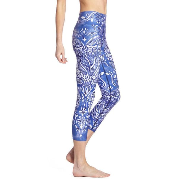 Blå Mandala Blomster Yoga Capri Legging