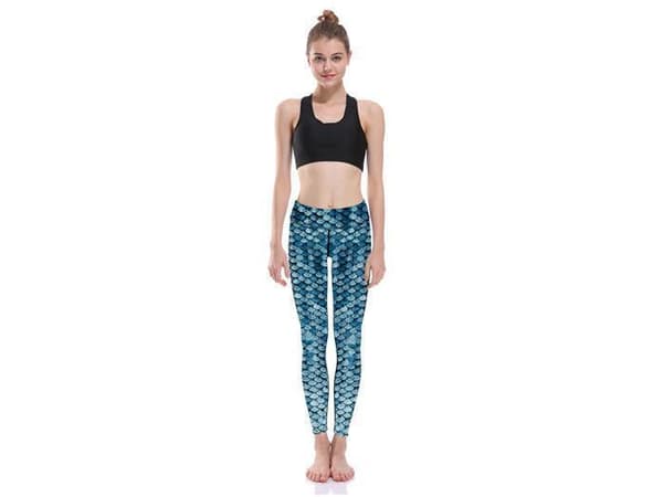 Blå Mermaid Yoga Leggings