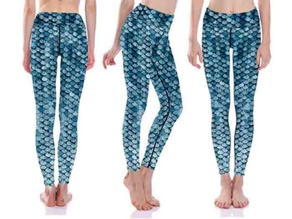 Blå Mermaid Yoga Leggings XXXL