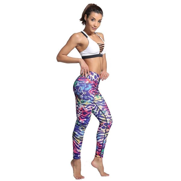 Färgglada Djurmönstrade Yoga Leggings