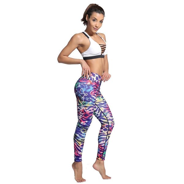 Färgglada Djurmönstrade Yoga Leggings