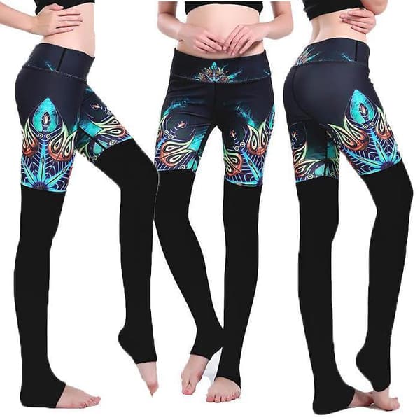 Svarta Mönstrade Yoga Leggings XXL